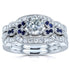 Floral Moissanite Sapphire and Diamond Double Band Bridal Set